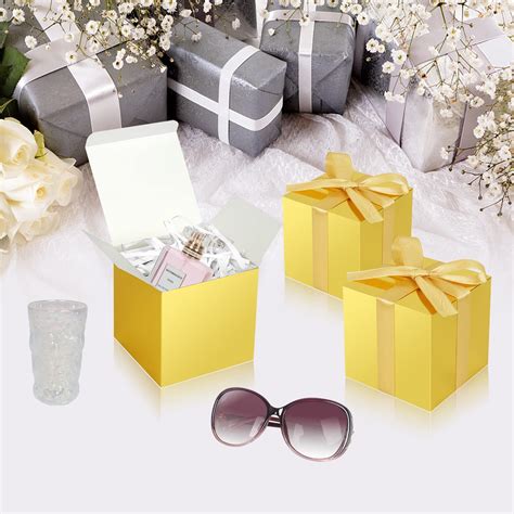 DOYIDE Gold Gift Boxes 5x5x5, 30 Pack Paper Gift Boxes with 